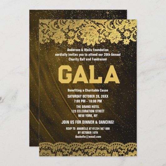 金ゴールドレースチャリティボール企業の募金パーティー 招待状 (正面/裏面)