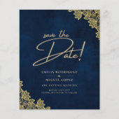 金ゴールドレースネイビーブルーAll-in-1結婚式はQR Coを招待 (正面)