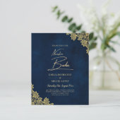 金ゴールドレースネイビーブルーAll-in-1結婚式はQR Coを招待 (スタンド正面)