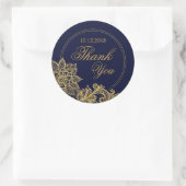 金ゴールドレースネイビーモダンサンキューラベル ラウンドシール (バッグ)