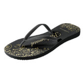 金ゴールドレースフリルエレガントブラックのブリデシュ結婚メイド ビーチサンダル (アングル)