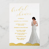 金ゴールドレースブライドドレスブライダルシャワー 箔招待状 (正面)