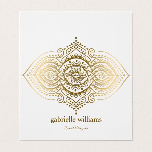 金ゴールドレースペイズリーマンダラビジネスカード 名刺 (外部フラット)
