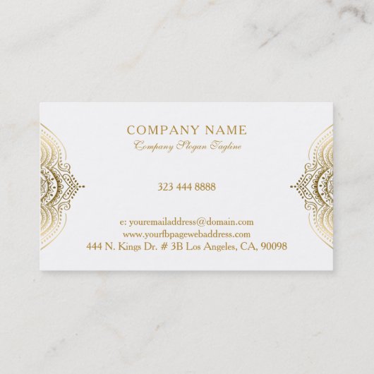 金ゴールドレースペイズリーロイヤリティカード 名刺 (裏面)