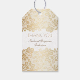 金ゴールドレースホワイトエレガントな結婚式 ギフトタグ