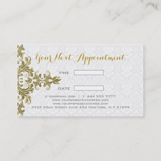 金ゴールドレースホワイトダマスク 名刺 (裏面)