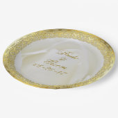 金ゴールドレースホワイト抽象芸術結婚バラ ペーパープレート (アングル)