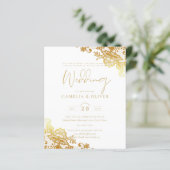金ゴールドレースホワイト結婚式招待状エレガントクラシック (スタンド正面)