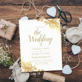 金ゴールドレースホワイト結婚式招待状エレガントクラシック