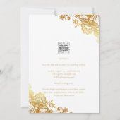 金ゴールドレースホワイト結婚式招待状エレガントクラシック 招待状 (裏面)