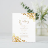 金ゴールドレースホワイト結婚式招待状クラシックエレガント (スタンド正面)