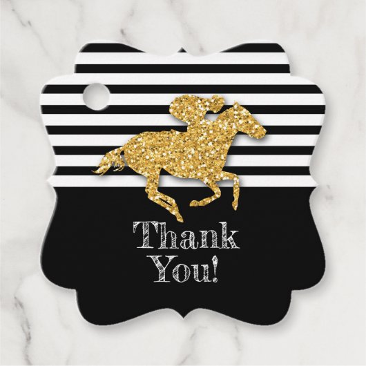 金ゴールドレースホースオンブラックストライプズ フェイバータグ (正面)