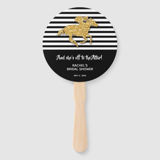 金ゴールドレースホースダービーブライダルシャワー ハンドファン (正面)