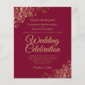 金ゴールドレースマルーンブルゴーニュBUDGETウェディングアクト (正面)