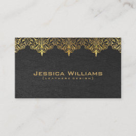 金ゴールドレースヴィンテージブラックレザー 名刺
