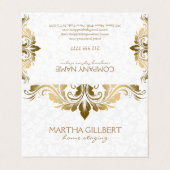 金ゴールドレース及びホワイトダマスク 名刺 (外部フラット)