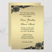 金ゴールドレース結婚式招待状 招待状 (正面/裏面)