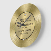 金ゴールドレース結婚50周年 ラージ壁時計 (傾斜)