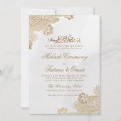 金ゴールドレース華美イスラム教徒メンディ式 招待状 (正面)