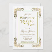 金ゴールドレース華美サプライズ誕生日ディナーパーティー 招待状 (正面)