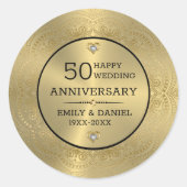 金ゴールドレース50周年結婚ディナープレートcl ラウンドシール (正面)