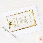 金ゴールドレース&金ゴールド結婚のワインラベルシール 長方形シール (封筒)