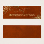 金ゴールドレースRust OrangeウェディングRSVPオンラインカード (正面&裏面)