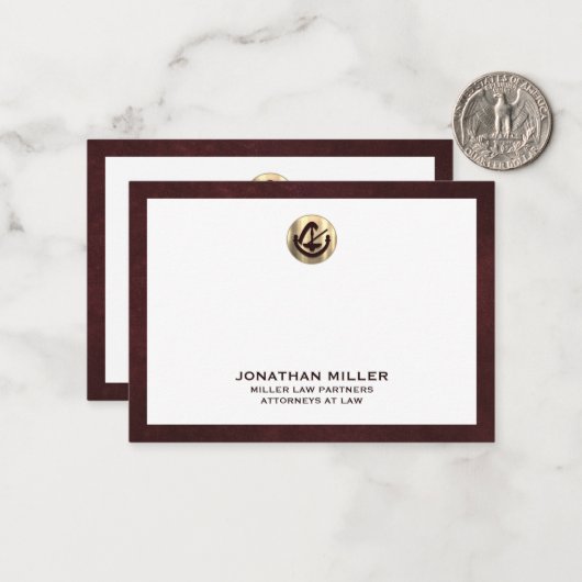 金ゴールドロエレガントゴ法律事務所を持つブルゴーニュ・ノテカード ノートカード (正面/裏面インサイチュ)