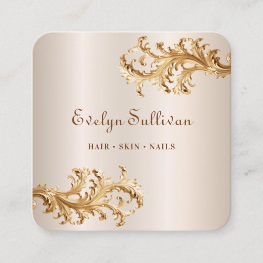 金ゴールドロココオーナメント名刺 スクエア名刺 (正面)