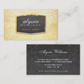 金ゴールドロゴアートデコエレガントイエローかわいらし《写真》ぼけ味 名刺 (正面/裏面)