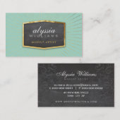 金ゴールドロゴアートデコエレガント日が差すことグレイ 名刺 (正面/裏面)