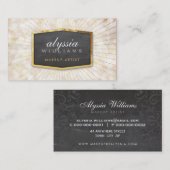 金ゴールドロゴアートデコエレガント日が差すことグレー《写真》ぼけ味 名刺 (正面/裏面)