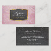 金ゴールドロゴアートデコエレガント日が差すことピンク《写真》ぼけ味 名刺 (正面/裏面)