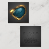 金ゴールドロゴモダン美容師プロフェッショナル スクエア名刺 (正面/裏面)