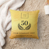 金ゴールドロゴ事業年度 クッション (ブランケット)