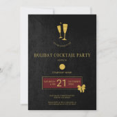 金ゴールドロゴ理容師ショップクリスマスオープンハウスパーティー 招待状 (正面)