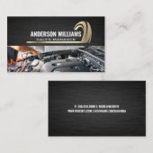 金ゴールドロゴ | ダークメタルテクスチャ | 発動機工事 名刺 (正面/裏面)