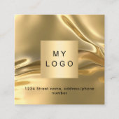 金ゴールドロゴQRコードInstagram 後を追us スクエア名刺 (正面)