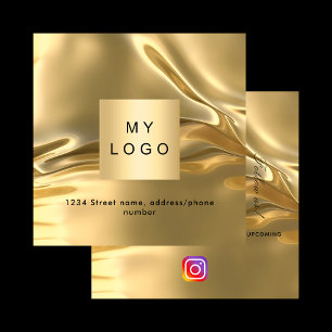 金ゴールドロゴQRコードInstagram 後を追us スクエア名刺