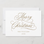 金ゴールドロマンチックなメリークリスマススクリプトフラット シーズンカード (正面)