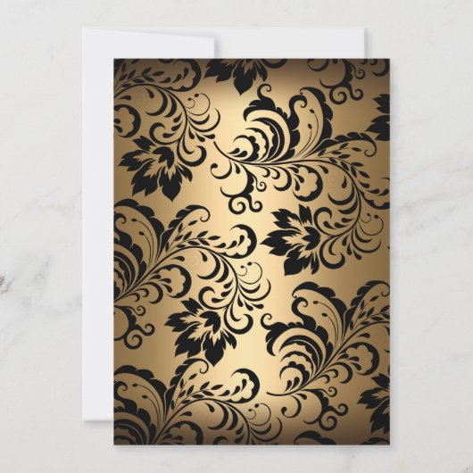 金ゴールドロマンチックハート婚約パーティ招待状 招待状 (裏面)