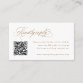 金ゴールドロマンチック結婚書道のQRコードRSVP エンクロージャーカード (正面)