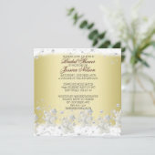 金ゴールドロマンチック雪だるまブライダルシャワー 招待状 (スタンド正面)