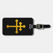 金ゴールドロレーヌクロスオンブラック/クリスチャン旅行 ラゲッジタグ (正面横)