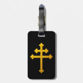 金ゴールドロレーヌクロスオンブラック/クリスチャン旅行 ラゲッジタグ (裏面縦)