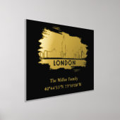 金ゴールドロンドンのスカイライン経度 箔ポスター (レイダウン)