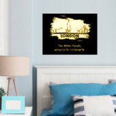 金ゴールドロンドンのスカイライン経度 箔ポスター (インサイチュ (寝室))