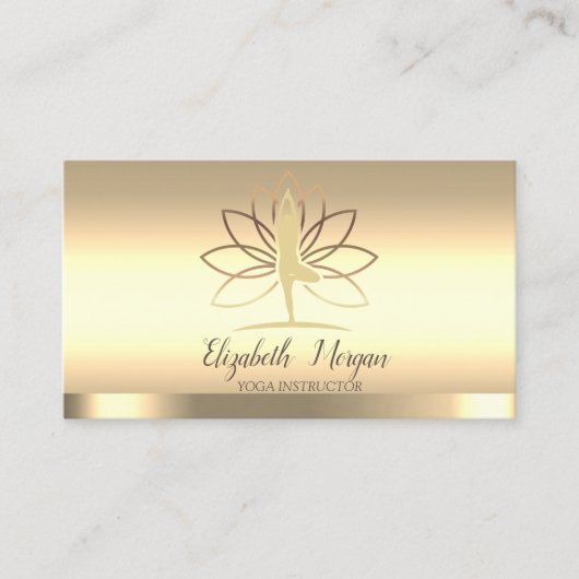 金ゴールドロータスウィメンシルエットヨガインストラクター 名刺 (正面)