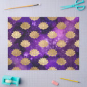 金ゴールドロータスオンパープル銀河系デコパージュ 薄葉紙 (クラフト)
