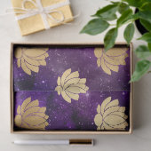 金ゴールドロータスオンパープル銀河系デコパージュ 薄葉紙 (ギフト)